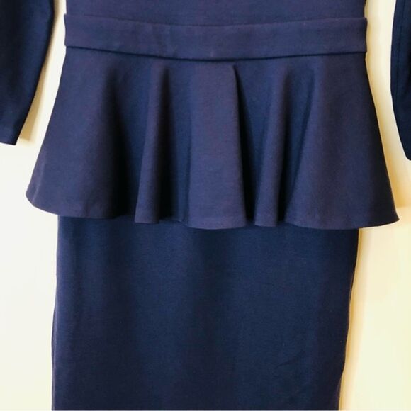 L'Agence Ophelia Off the Shoulder Peplum Bodycon Midi Dress 50s Formal Navy S - Picture 5 of 13